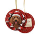 Poodle gift wrap burst ornament front and back, gift tag reading Coco