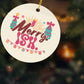 Video of the Merry-ish funny best friend Christmas ornament on the tree, front and back