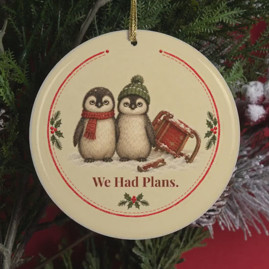 Video of the We Had Plans penguin Christmas ornament on the tree